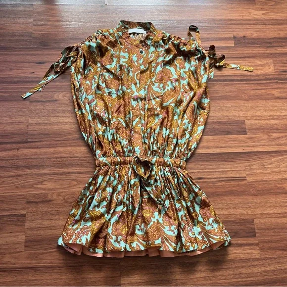 NWOT Zimmermann Tiggy Drawcord Mini Dress